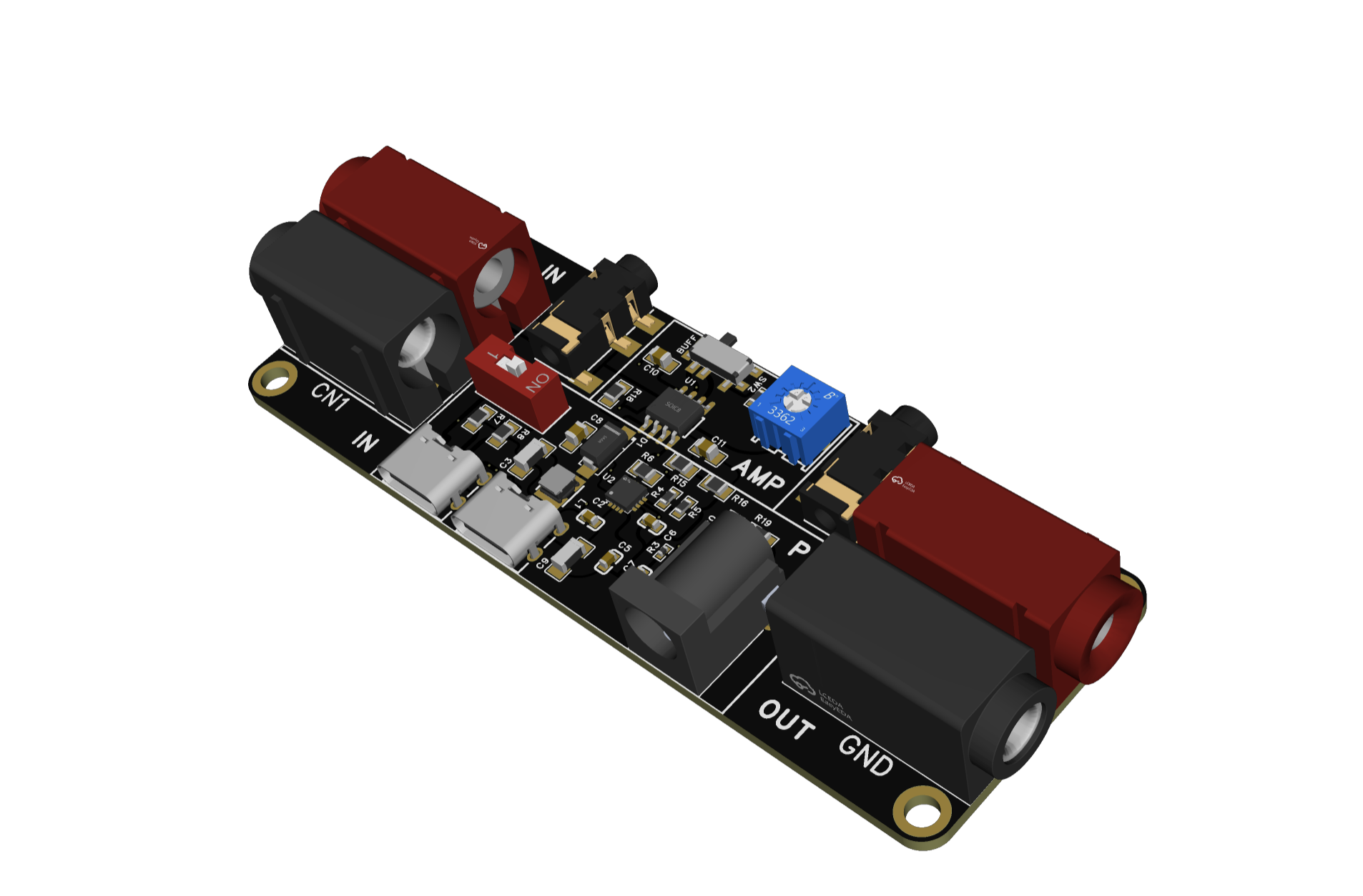 3D model of the PCB in EasyEDA